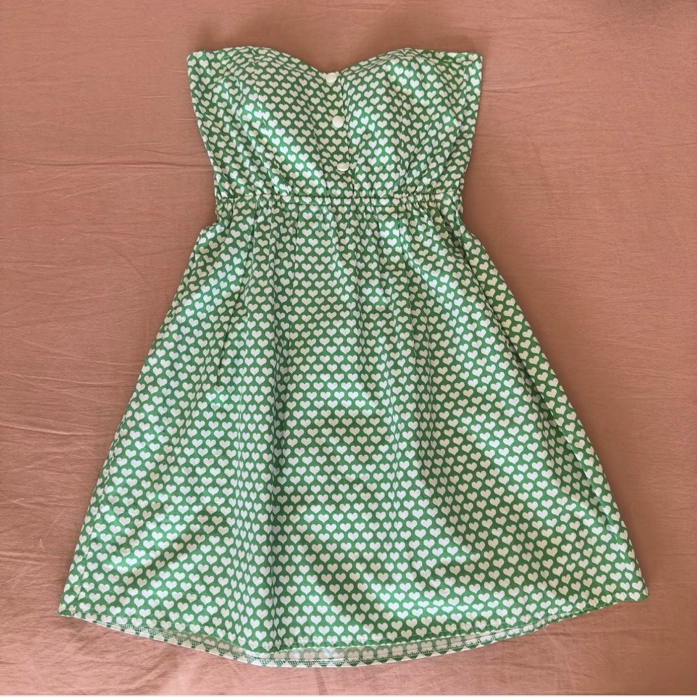 Green/White Heart Strapless Dresz